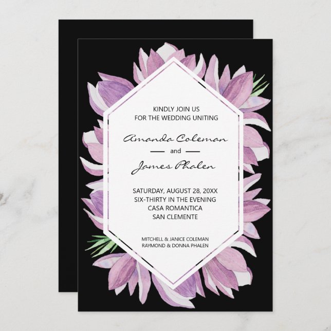 Elégant Magnolia Watercolor Wedding Invite (Devant / Derrière)