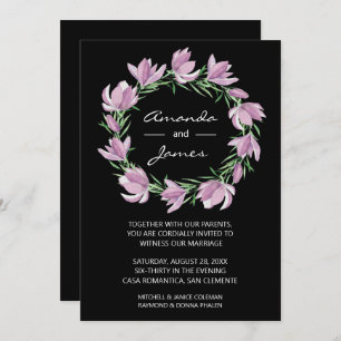 Elégant Magnolia Wreath Wedding Invitations