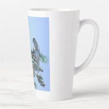 Elegant Magpie Bird Bonsai Latte Coffee Mug