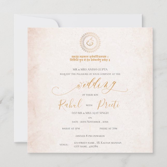 Elégant Mandala Avec Lord Ganesh Mariage indien (Devant)