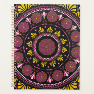 Elégant Mandala d'or rose, Boho Zen Dot Art Flower