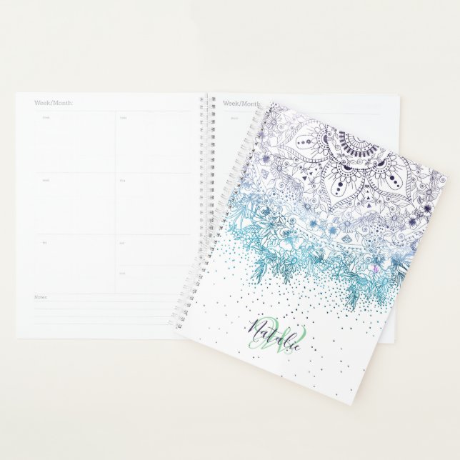Elégant mandala floral et confetti image (Devant avec enveloppe)