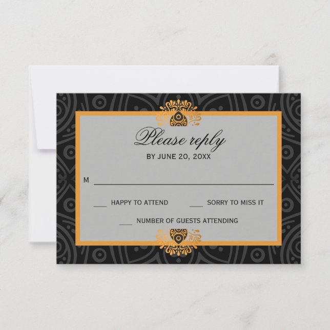 Elégant Mandala mariage indien RSVP (Devant)