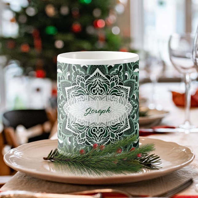 Élégant Mandala Mug Vert (Créateur téléchargé)