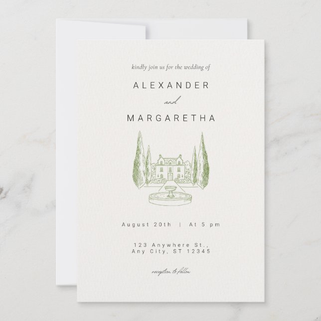 Élégant Manor Faire-part de mariage (Devant)