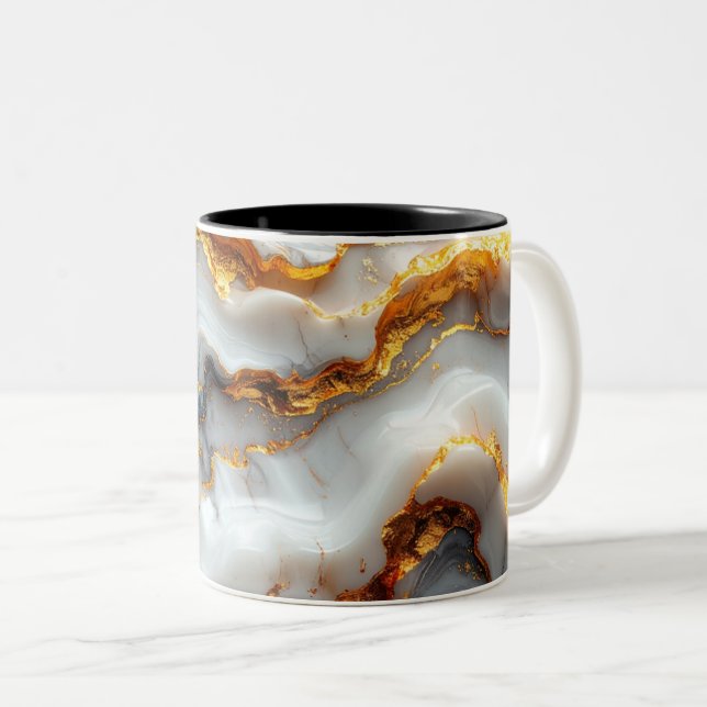 Elegant Marble & Gold Liquid Mug (Devant droit)