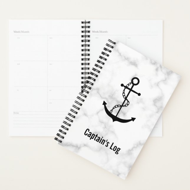 Élégant Marbre blanc d'Ancres nautiques (Devant avec enveloppe)