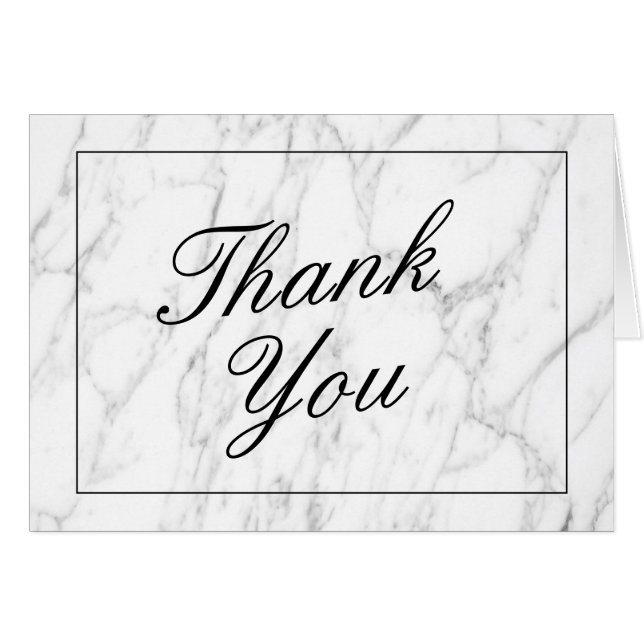 Elégant marbre blanc en pierre petit mariage merci (Devant Horizontal)
