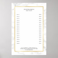 Elégant Marbre blanc Gold Prix Poster