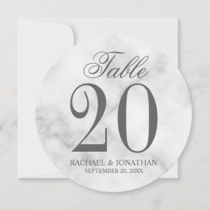 Élégant Marbre blanc Mariage Numéro de table ronde