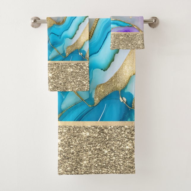 Elégant Marbre élégant Or, Bleu, Violet (En situation)