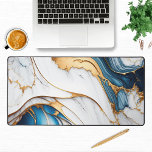 Elégant marbre liquide moderne blanc bleu or<br><div class="desc">Marbre liquide élégant Le Mat de bureau moderne blanc bleu doré présente du marbre blanc aux accents bleu et or. Un cadeau parfait pour la famille et les amis pour l'anniversaire, Noël, Fête des Mères, Grands-parents, soeur, femme, petite amie, partenaire, meilleurs amis, collègues de travail et plus encore. Conçu par...</div>