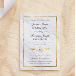 Elégant Marbre Moderne & Gold Wedding Invitations<br><div class="desc">Invitations de mariage avec des accents dans un effet de feuille d'or faux, jumelé avec un script noir classique et des polices serif contre un élégant arrière - plan en marbre blanc. Parfait pour les mariages traditionnels, ainsi que les mariages modernes sophistiqués. Légère touche d'art déco, vintage Gatsby apparaît dans...</div>