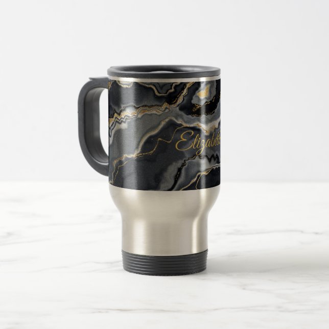 Élégant marbre personnalisé Voyage Mug | (Devant gauche)