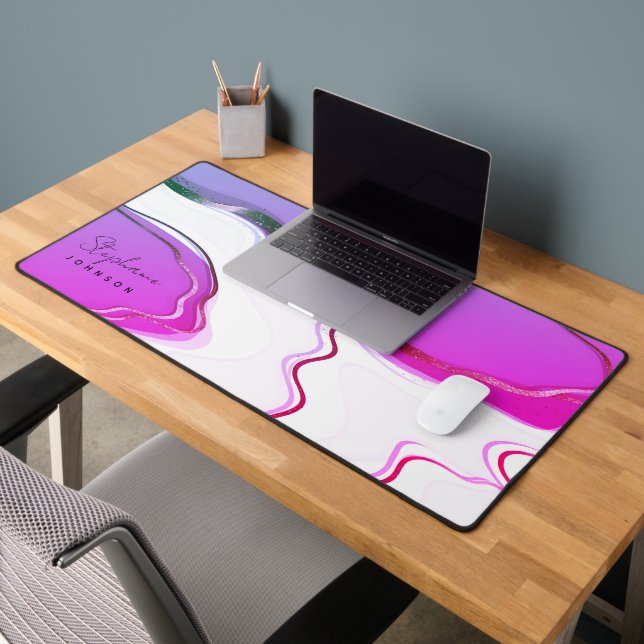 Élégant marbre violet Agate personnalisé monogramm (Bureau 2)