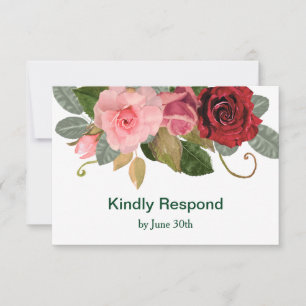Elégant mariage à la frontière rouge et rose RSVP