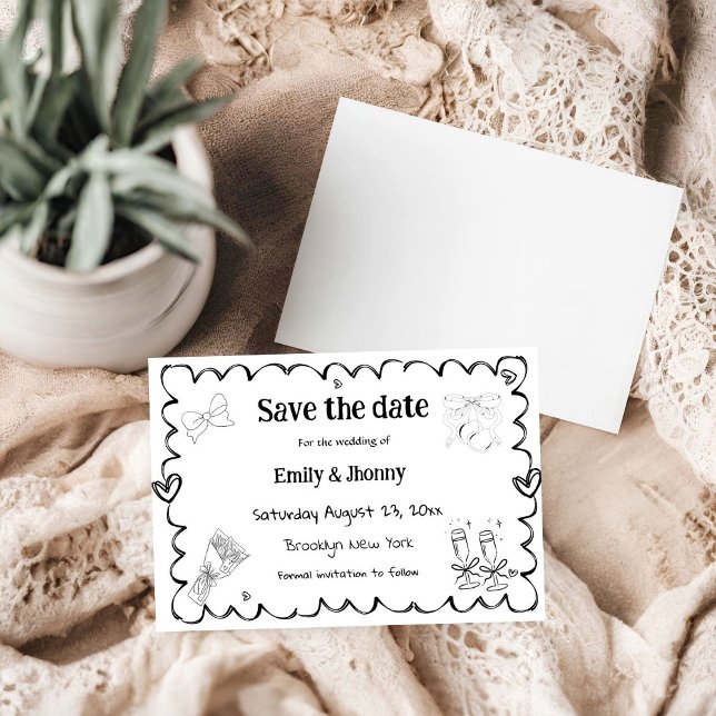 Elégant mariage à main levée Enregistrer la carte  (Créateur téléchargé)