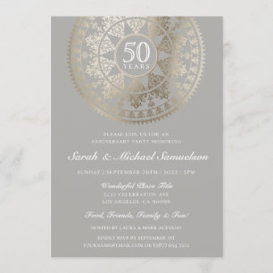 Elégant mariage Anniversaire Invitations Gold Foil