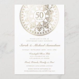 Elégant mariage Anniversaire Invitations Gold Foil