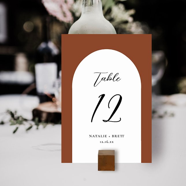 Élégant Mariage Arc | Numéro de table en terre cui (Créateur téléchargé)