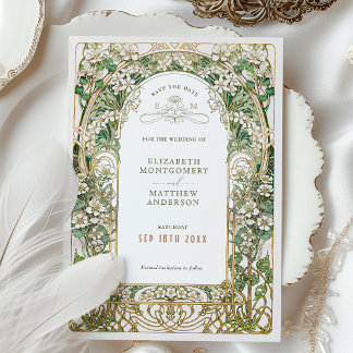 Elégant mariage Art Nouveau Enregistrer la carte D