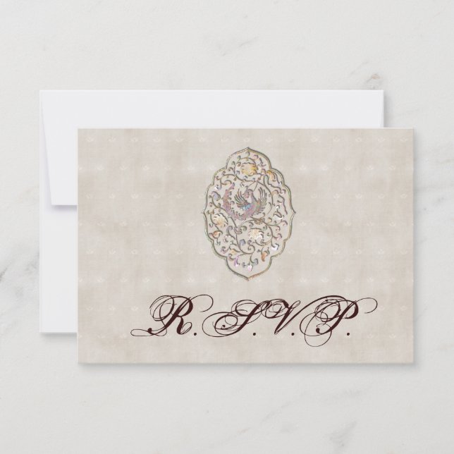 Elégant mariage beige vintage RSVP (Devant)
