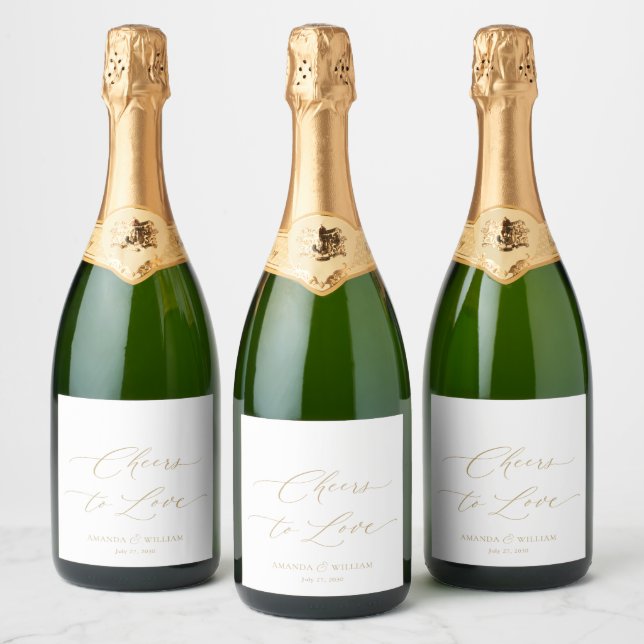 Élégant Mariage blanc Étiquette de bouteille de ch (Bouteilles)
