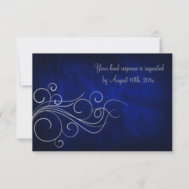 Elégant mariage bleu argent RSVP (Devant)