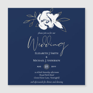 Élégant Mariage bleu bleu blanc or de la marine