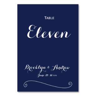 Élégant Mariage bleu de la Marine Numéros de table