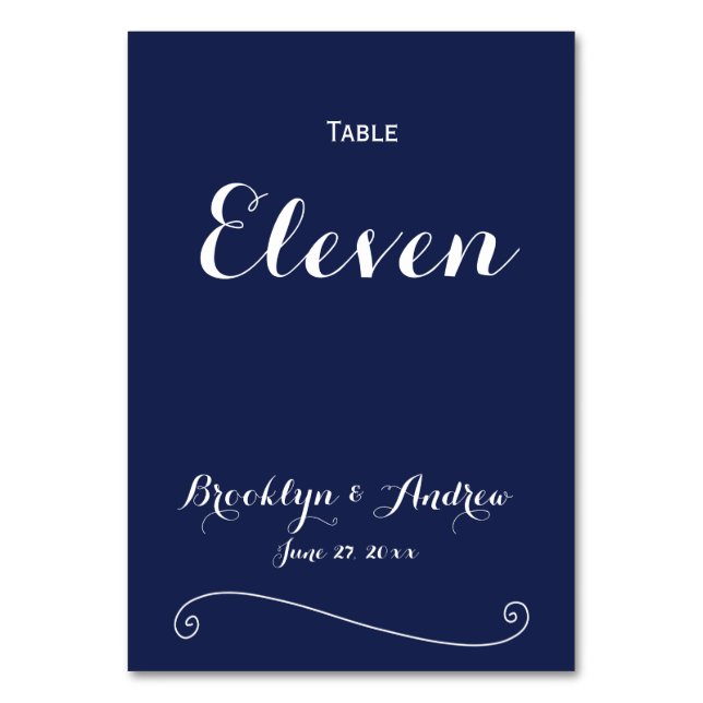 Élégant Mariage bleu de la Marine Numéros de table (Par défaut)