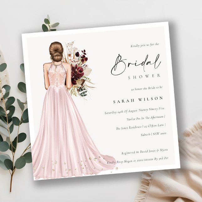 Élégant Mariage Blush Gown Invitation Fête des mar (Créateur téléchargé)