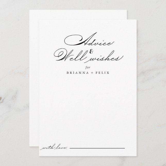 Elégant Mariage Bonne Voix Carte Conseil (Devant / Derrière)