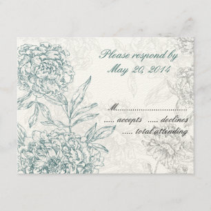 Elégant mariage botanique Cartes RSVP Crème Jade