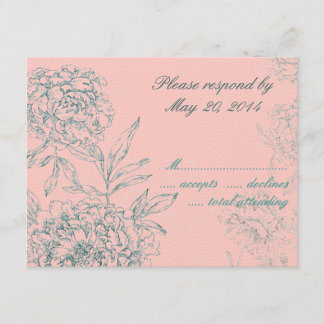 Elégant mariage botanique Cartes RSVP Pink Jade