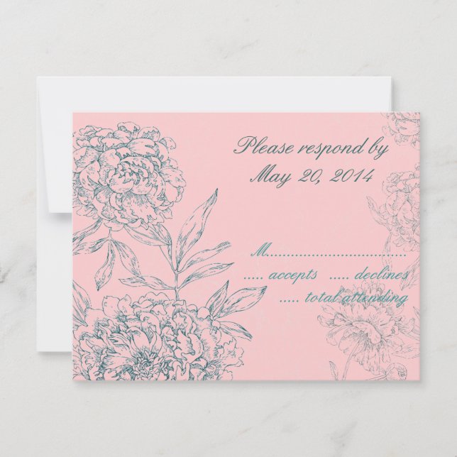 Elégant mariage botanique Cartes RSVP Pink Jade (Devant)
