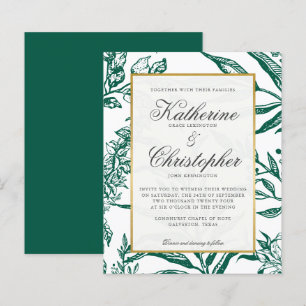 Élégant Mariage botanique d'or vert BUDGET