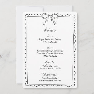 Élégant Mariage Bow Bow Bar Menu Signer