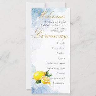 Élégant Mariage citron jaune et bleu aquarelle