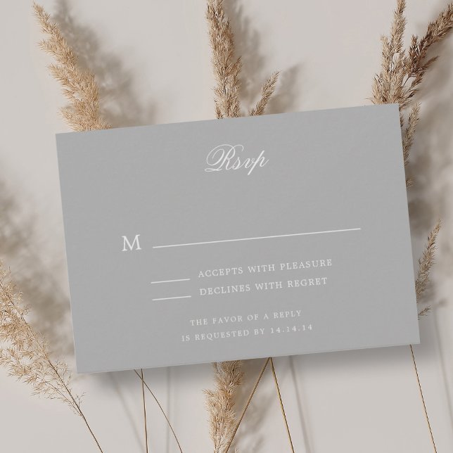 Élégant mariage classique romantique RSVP gris arg (Elegant Romantic Classic Wedding RSVP Gray Silver)