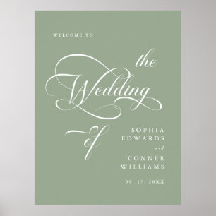 Élégant Mariage Classy Sage Affiche de bienvenue v