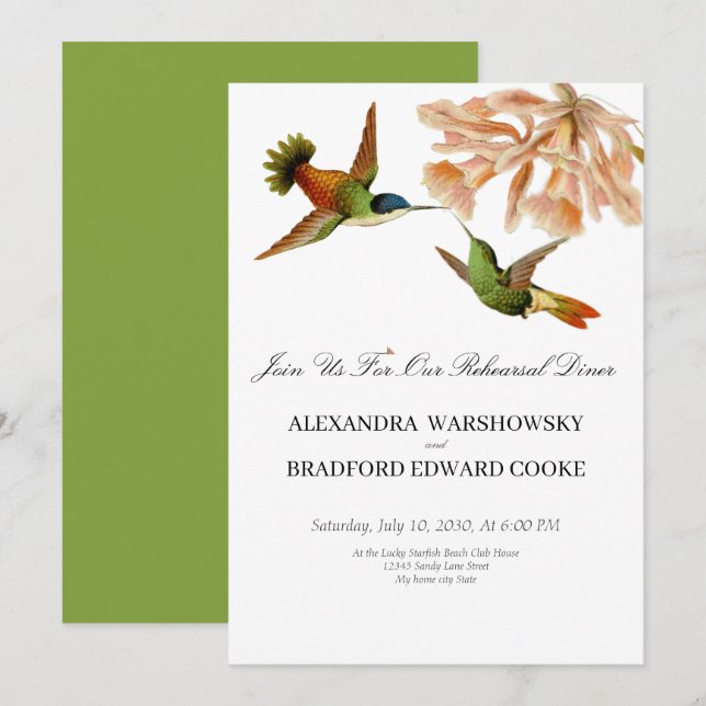 Elégant Mariage Colibri vert rose pâle (Devant / Derrière)