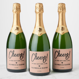 Élégant Mariage Crème Étincelant Étiquette de vin