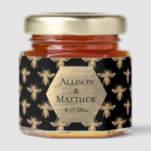 Élégant Mariage d'abeille en or noir moderne