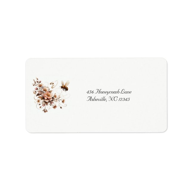 Elégant Mariage d'abeille et de fleurs Étiquette d (Devant)