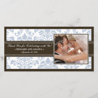 Elégant Mariage damassé Merci Photocard : glace