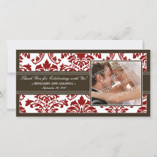 Elégant Mariage damassé Merci Photocard : rouge