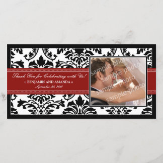 Elégant Mariage damassé Merci Photocard : rouge