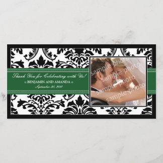 Elégant Mariage damassé Merci Photocard : vert
