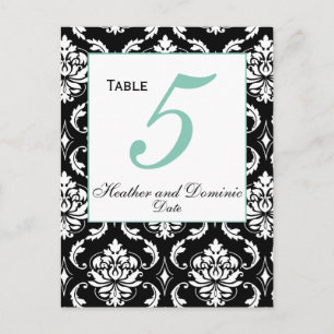 Elegant Mariage damassé Numéro de table Carte 4